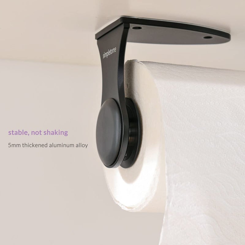 simpletome ONE HAND Simply Tear Paper Towel Holder Under Cabinet Wall Mount Adhesive or Drilling Stainless Steel Aluminum Alloy ABS - Image 4